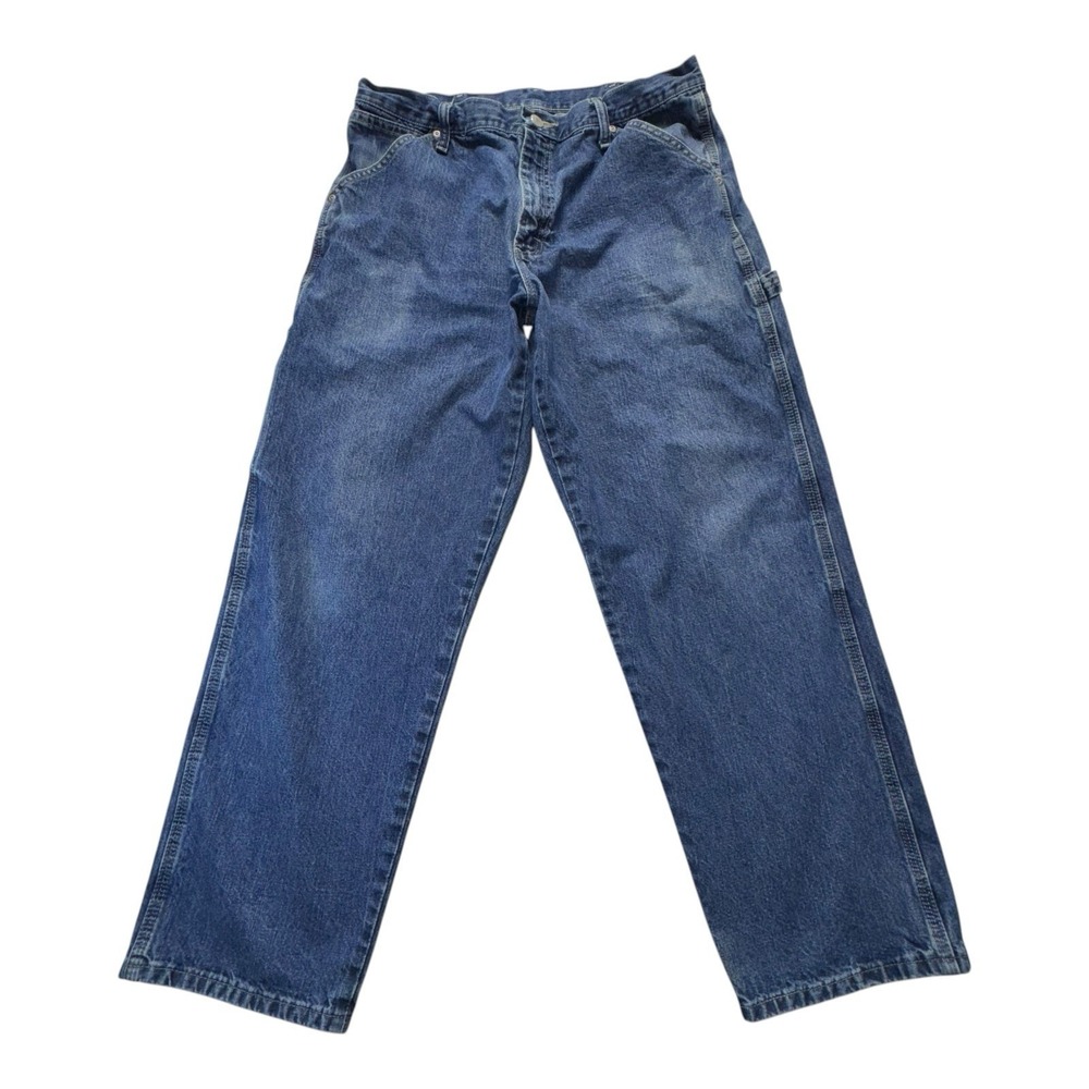 Wrangler Authentic Workwear Carpenter Denim Jeans Mens Size 34x30 Med Blue Wash